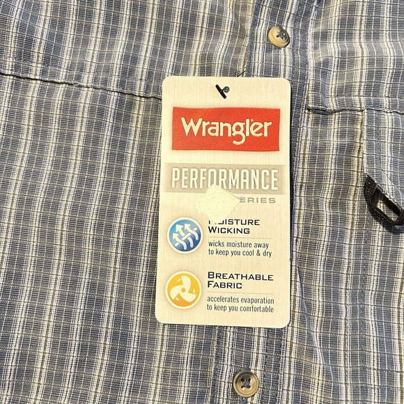 Wrangler Performance Shirt Short Sleeve Breathable NWT Fishing Blue Small - Picture 4 of 7
